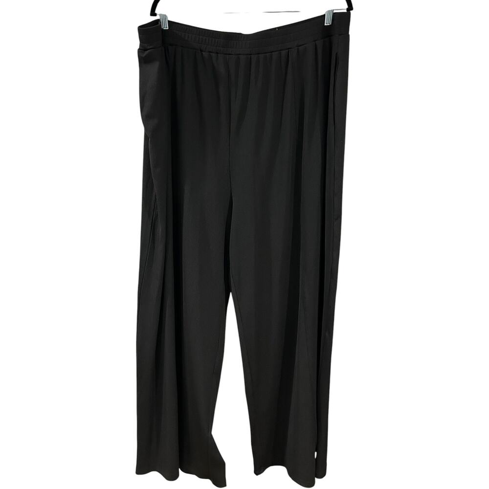 Unbranded Polyester Blend Textured Wide Leg Black Pants Elastic Waist 4XL EUC
